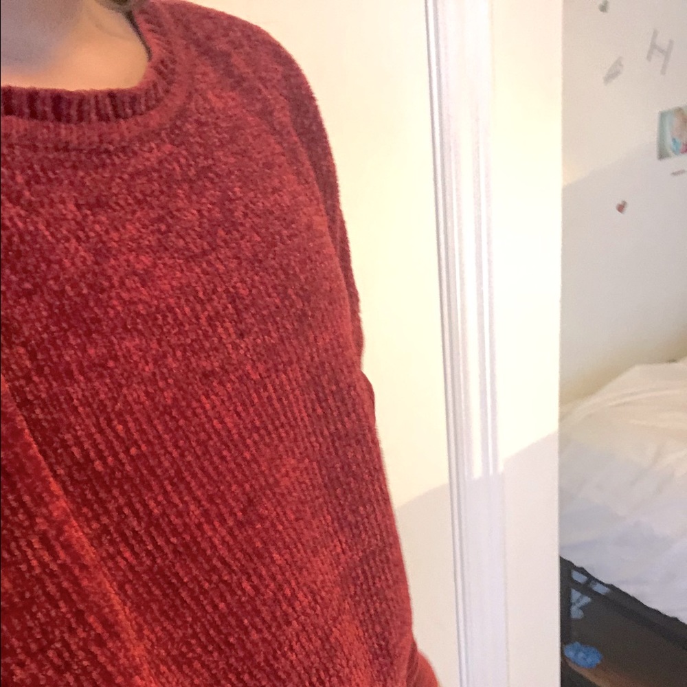 red cropped sweater
